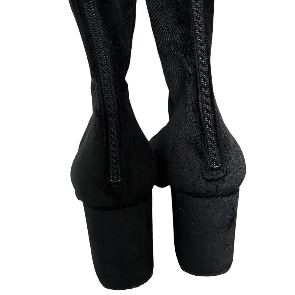 Free People Cecile Black Velvet Ankle Boots Size 11